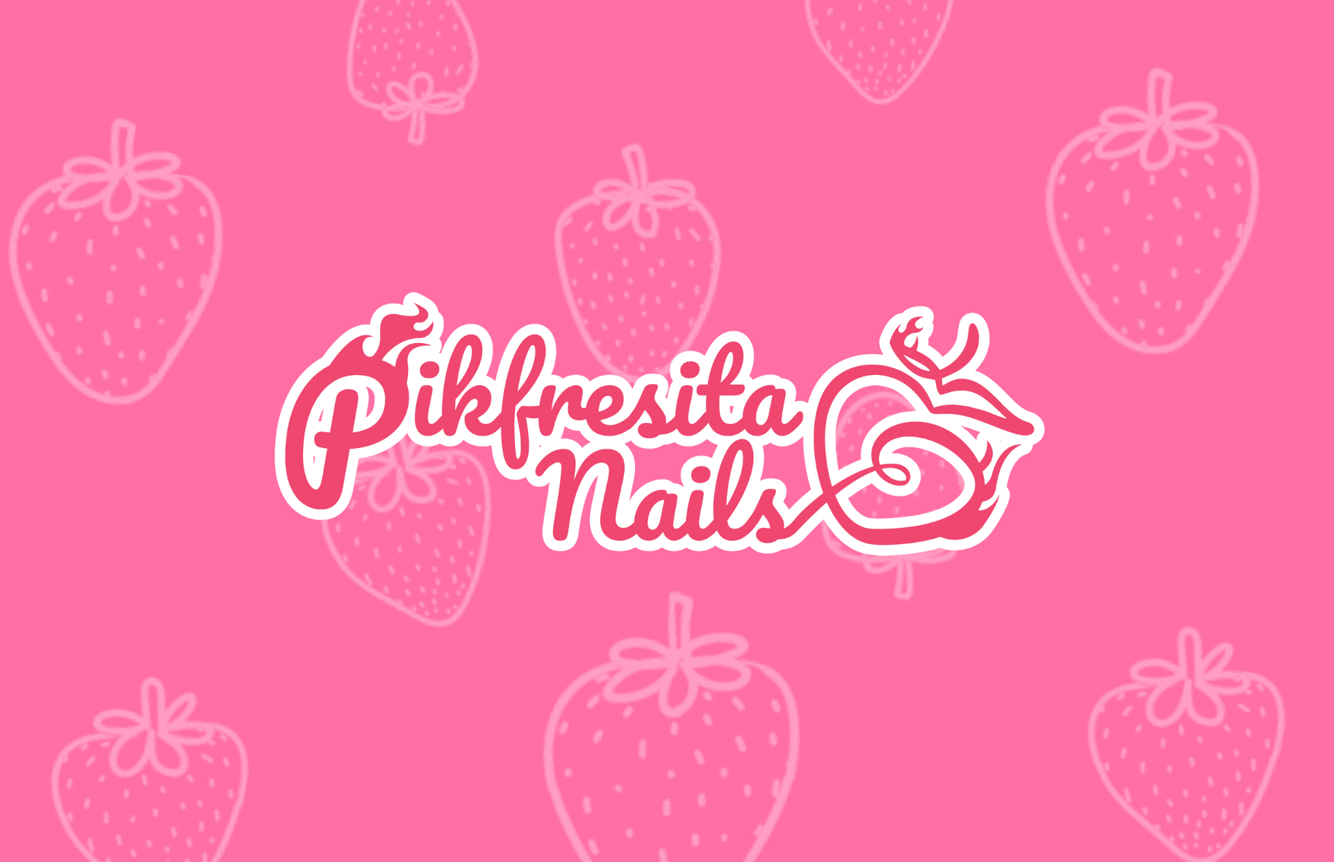 Logo de PikFresita Nails sobre fondo de marketing digital